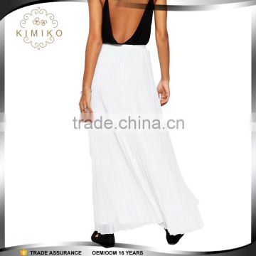 Fashion Custom Designs Summer White Pleated Long Maxi Skirt For Women China Manufacture