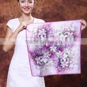 High Quality 100%silk 12mm Digital Print Square Silk Scarf