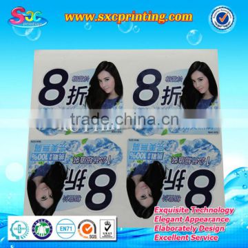Sample product labels , adhesive waterproof labels for glass