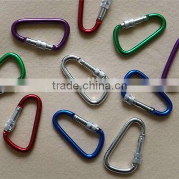 D-shaped Aluminum Alloy Hiking Carabiner Clip Hook With Screw Lock
