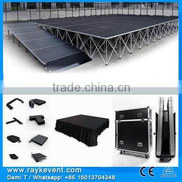Hydraulic revolving stage, portable modular stage, stage truss