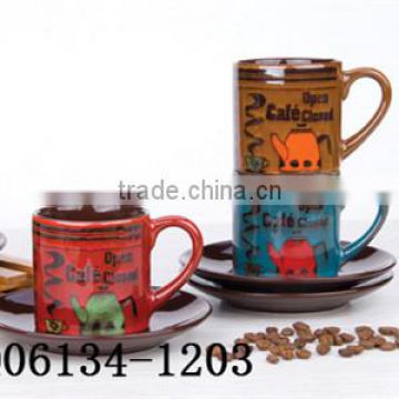 Colored ceramic cup and saucer wholesales