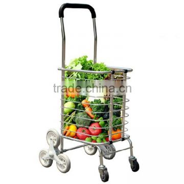 Aluminum warehouse trolley,Folding supermarket shopping basket with wheels