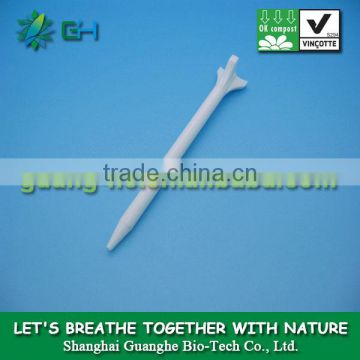 White solid biodegradable PLA material plastic golf tee--- 100% compostable eco-friendly non-pollution