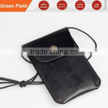 Leather cell phone neck pouch, small cross body pouch leather cell phone neck pouch