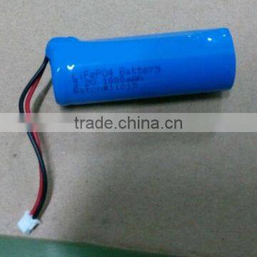 3.2V 1000mAh LiFePO4 18500 battery