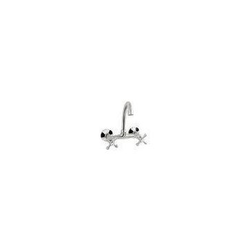 single Hole Round Kitchen Sink Mixer Taps with Cross Handle for Household