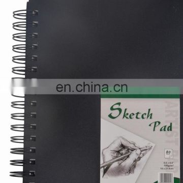 100gsm 80 sheets wire bound black hard fabric texture cover 8.5x5.5" Sketch pad fashion sketch book