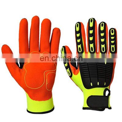 HUAYI Anti Impact Gripper Gloves with TPR Knuckle Protection for Oil and Gas Safety