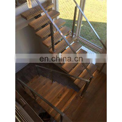 Fashion Design Wood Tread Mono Stringer Staircase With LED Lights