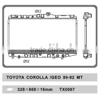auto radiator for TOYOTA COROLLA/GEO 89-92 MT