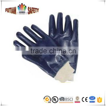 blue nitrile coated knit wrist gloves