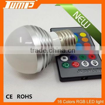 Factory cheap price IR remote control E27 16 colors 3w rgb led bulb light