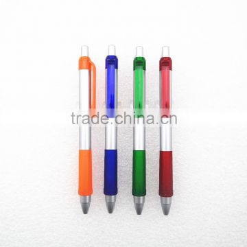 Plastic ball pen with grip , promotional ball pen with rubber grip