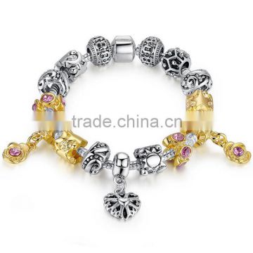 In stock new design fashion plating handmade brand Luxury metal rhinestone bracelet SKB1218