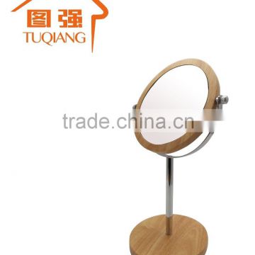7 inch round decorative bamboo cosmetic double side mirror