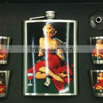 hip flask set stainless steel in gift box