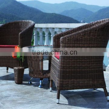 Round rattan furniture coffee table and leisure chairs