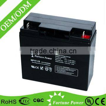 Excellent quality rechargeable lead acid battery for backup 12v17ah