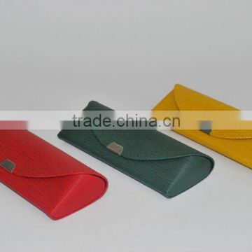 Lightweight hand made PU leather aluminum reading glasses case