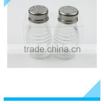 Glass Spice Bottle with Stainless Iron Lid, Glass Salt and Pepper Shaker