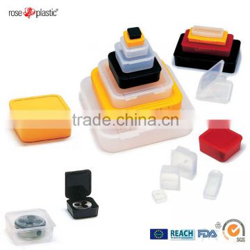 PP transparent plastic die and hand tap box packaging container with closure Uni box UB