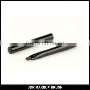Synthetich hair black metal handle retractable makeup lip brush with cap