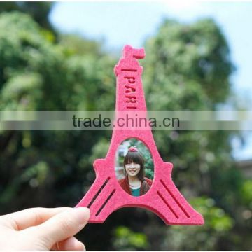 hot best selling new products custom pink tower shaped decor craft felt fabric love 3d digital picture specialized photo frame