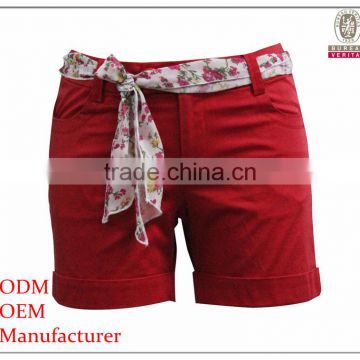 High fashion ladies tight fit chino shorts