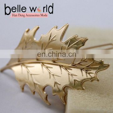 Summer style fashion head jewelry metal leaf hair barrette clips for wedding