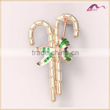 Luxury Gold Candy Cane Crystal Bow Decorative Brooch For Wedding Jewelry                        
                                                Quality Choice