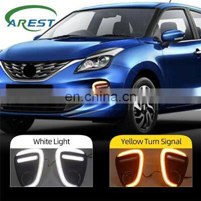 Carest 2PCS Car LED DRL For Suzuki Baleno 2019 2020 Daytime Running Lights Fog Lamp with yellow turn signal