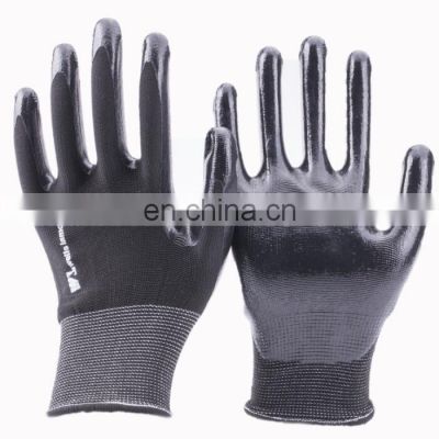 13G Black Kint Nitrile Coated Gloves Liquid-resistance Gloves Nitrile Gloves