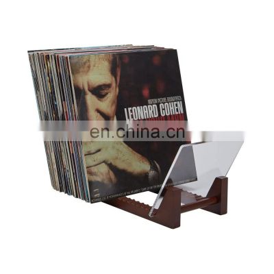 Desktop Bamboo Record Holder Assembled Albums Storage Rack Bamboo Display Stand