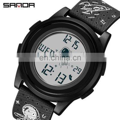 SANDA 2122 Men Digital Watches Fashion Astronaut Waterproof Sport Led Men Wrist Watches