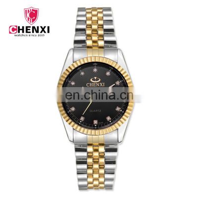 CHENXI 004A Crystal Diamond Couples Watch Stainless Steel Casual Dress Watches For Men Women Couple