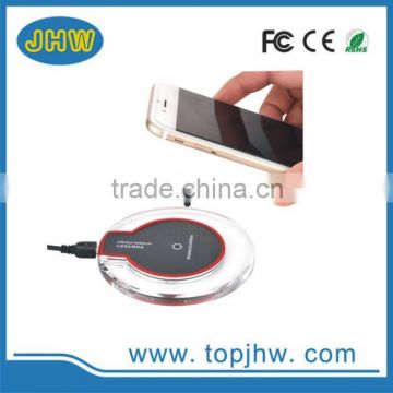 2016 new design wireless charger and qi wireless charger transparent charger for iphone