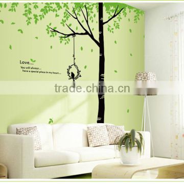 Removable Wall Stickers Environmental Green treetops study bedroom living room TV wall background trees bird dining wall sticker