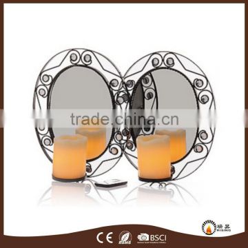 Oval shaped iron wall candle holder with crystals