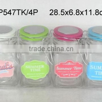 CCP524TK/4P glass storage for spice with printing with plastic lid