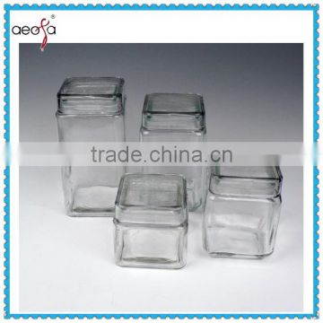 4pcs/Set Square Giant Glass Jars With Glass Lid For Food Storage Wholesale