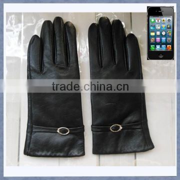 Ladies Classic Style Leather Smart Phone Gloves