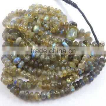 Wholesale natural flashy blue fire labradorite plain roundel beads