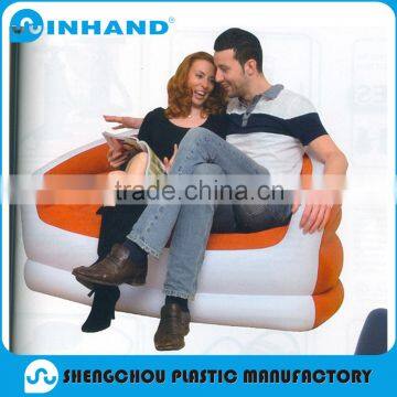 Intex inflatable corner sofa, PVC flocking blow up sofa for 2 people