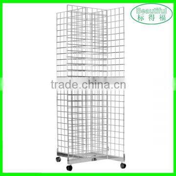 High quality Chrome Four Way Gridwall Mesh Stand