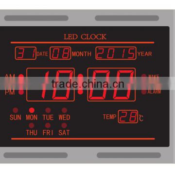 Best price digital LED wall clock with calender and temperature