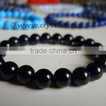 BLACK OBSIDIAN PLANE BEADS BRACELETS