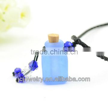 2013 new blue ground glass pendant Daisy Wishing Bottle back Long Cord Necklace