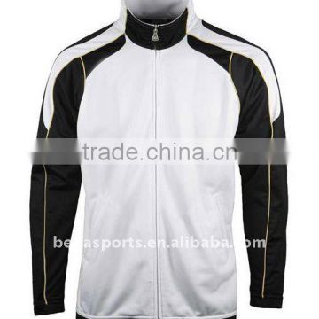 New arrival 100% polyester tricot sports set with zipper,newest jacket design for winter