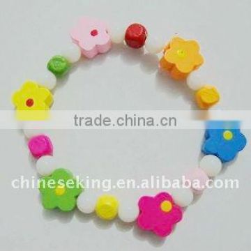 fashion wood beads bracelets, color flower bead jewelry, wood bracelet jewelry for children